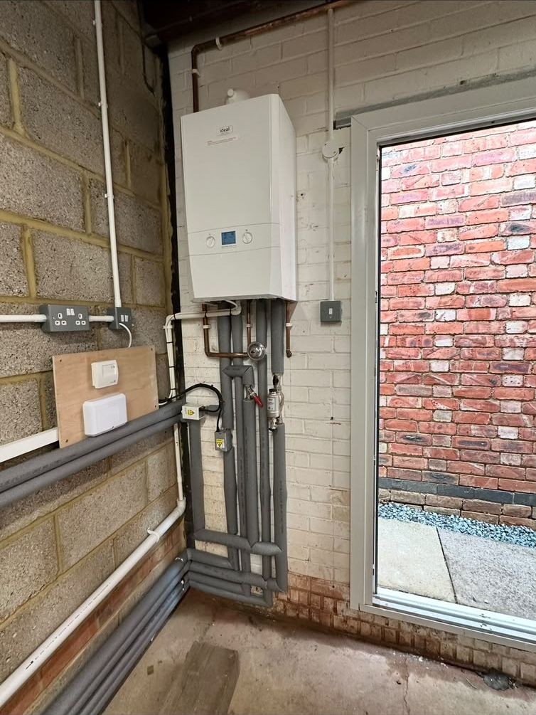 Ideal boiler with insulated pipework
